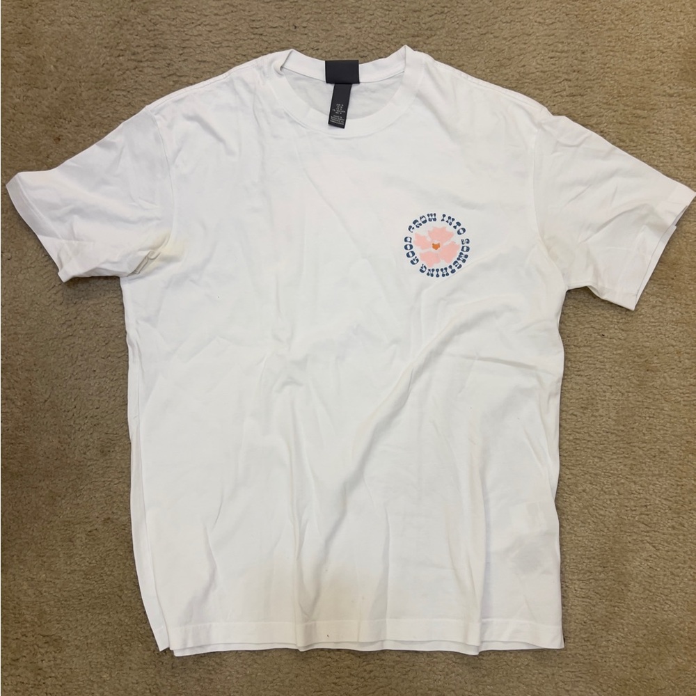 H&M White Short Sleeve Tee Classic Crew Neck